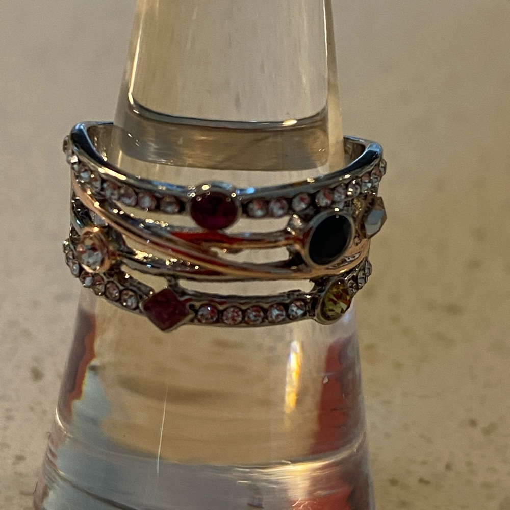 Sterling silver over cooper multi color ring. 4 different color simulated stones - Picture 11 of 13